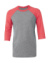 Detské tričko s baseballovými 3/4 rukávmi - Bella+Canvas, farba - grey/red triblend, veľkosť - M (10-12)