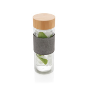 Dvojstenná sklenená fľaša s bambusovým uzáverom Impact - XD Collection