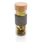 Dvojstenná sklenená fľaša s bambusovým uzáverom Impact - XD Collection