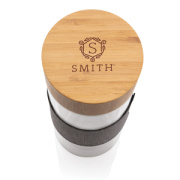 Dvojstenná sklenená fľaša s bambusovým uzáverom Impact - XD Collection