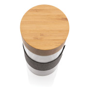 Dvojstenná sklenená fľaša s bambusovým uzáverom Impact - XD Collection