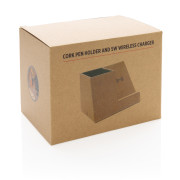 Korkový stojanček na perá s bezdrôtovou nabíjačkou 5W - XD Collection