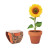 Terakotový kvetináč - slnečnica, farba - barva dřeva