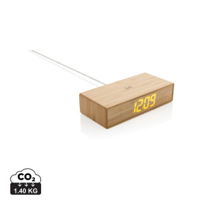 Bambusové digitálne hodiny s bezdrôtovou nabíjačkou 5W - XD Collection