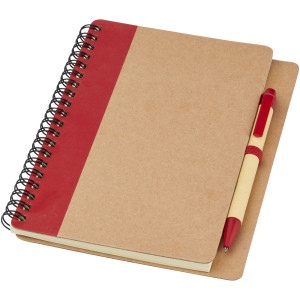 Zápisník s perom Priestly - recyklovaný papier - Přírodní, Červená s efektem námrazy