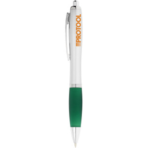 Strieborné guľôčkové pero Nash - farebný úchop - Zelená