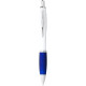 Biele guľôčkové pero Nash s farebným úchopom - Bílá, Světle modrá