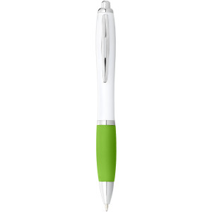 Biele guľôčkové pero Nash s farebným úchopom