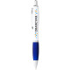 Biele guľôčkové pero Nash s farebným úchopom - Bílá, Světle modrá 2