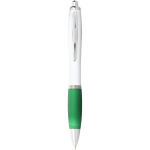 Biele guľôčkové pero Nash s farebným úchopom