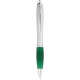 Guľôčkové pero Nash s farebným úchopom - Zelená, Stříbrný