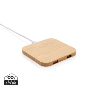 Bambusová bezdrôtová nabíjačka 5W s USB - XD Collection