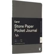 Karst® poznámkový blok A6 z kamenného papiera, s mäkkou väzbou a vreckom - bez liniek