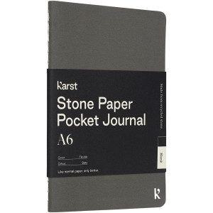 Karst® poznámkový blok A6 z kamenného papiera, s mäkkou väzbou a vreckom - bez liniek - Karst