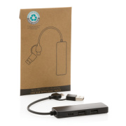 USB hub z RCS recyklovaného plastu - XD Collection