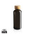 Fľaša na vodu z GRS RPET s bambusovým uzáverom - XD Collection, farba - čierna