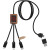 Nabíjací kábel 3v1 z rPET so svietiacim logom a hranatým dreveným puzdrom C38 - SCX design, farba - červená