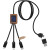 Nabíjací kábel 3v1 z rPET so svietiacim logom a hranatým dreveným puzdrom C38 - SCX design, farba - modrá