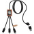 Nabíjací kábel 3v1 z rPET so svietiacim logom a hranatým dreveným puzdrom C38 - SCX design, farba - černá