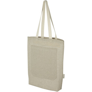 Nákupní taška s gramáží 150 g/m² z recyklované bavlny s přední kapsou o objemu 9 litrů Pheebs