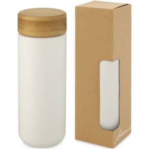 Keramický hrnček Lumi s objemom 300 ml s bambusovým viečkom