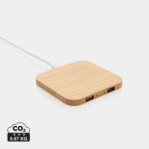 Bambusová bezdrôtová nabíjačka 10W s USB