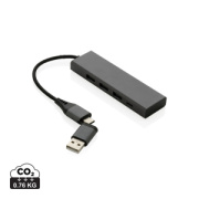 USB rozbočovač Terra z RCS recykl. hliníka - XD Xclusive