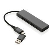 USB rozbočovač Terra z RCS recykl. hliníka - XD Xclusive