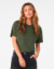 Jersey Crop dámske tričko - Bella+Canvas, farba - military green, veľkosť - L