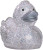 Klasická pískacia kačka - MBW, farba - glitter/silver, veľkosť - 7,5 cm