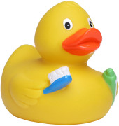 Pískacia kačka so zubnou kefkou