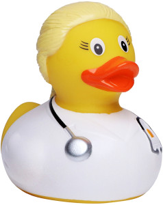 Pískacia kačka blonďavá doktorka