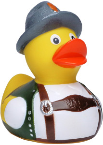Pískacia kačka v bavorskom kostýme