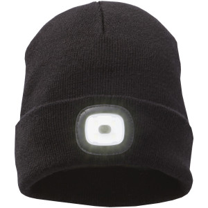 Pletená čiapka Mighty s LED čelovkou - černá