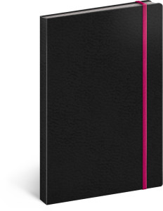 Notes Tucson čierny/ružový, linajkovaný, 13 × 21 cm - čierna