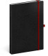 Notes Vivella Classic čierny/červený, linajkovaný, 15 × 21 cm - čierna