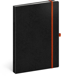 Notes Vivella Classic čierny/oranžový, linajkovaný, 15 × 21 cm - čierna