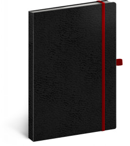 Notes Vivella Classic čierny/červený, bodkovaný, 15 × 21 cm - čierna