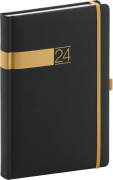 Denný diár Twill 2024, čierno–zlatý, 15 × 21 cm