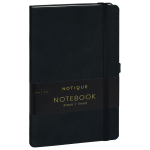 NOTIQUE Notes Čierny, linajkovaný, 13 x 21 cm