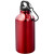 Hliníková fľaša na vodu Oregon z recyklovaného hliníka s certifikáciou RCS a karabínou, 400 ml, farba - červená