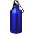 Hliníková fľaša na vodu Oregon z recyklovaného hliníka s certifikáciou RCS a karabínou, 400 ml, farba - modrá