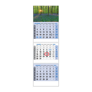 Plánovací kalendár KLASIK 3M modrý 2024  Obrázok E