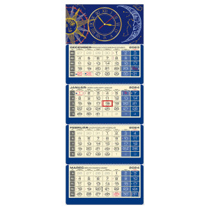 Plánovací kalendár LUXUS 4M modrý 2024  Hodiny QS