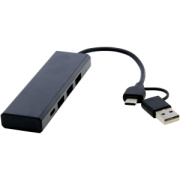 Rise USB 2.0 hub z RCS recyklovaného hliníka - Tekio
