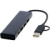 Rise USB 2.0 hub z RCS recyklovaného hliníka - Tekio, farba - černá