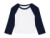 Dámske tričko Micro Rib 3/4 Raglan Baby Tee - Bella+Canvas, farba - white/navy, veľkosť - S