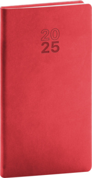 Vreckový diár Aprint 2025, červený, 9 × 15,5 cm