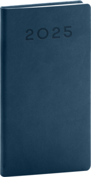 Vreckový diár Aprint Neo 2025, modrý, 9 × 15,5 cm
