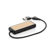 USB rozbočovač s duálnym vstupom Link z RCS plastu a bambusu - XD Collection